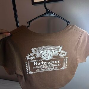 Budweiser Brown Crop Tee with White Logo